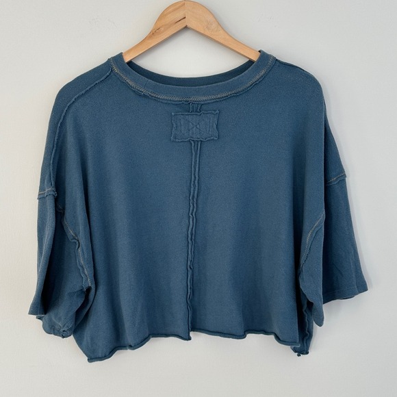 We The Free Cropped Graphic Devin T Shirt Heart Rose Womens M Boho Oversized - Picture 5 of 7